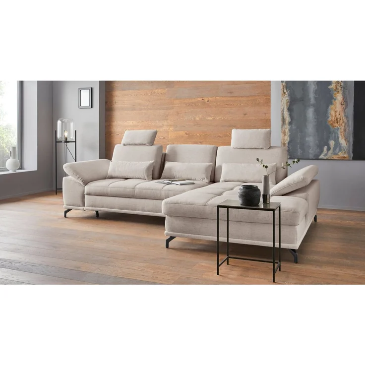 Places of Style Ecksofa Costello L-Form, mit Sitztiefenverstellung, Armteilverstellung und, 3 Nierenkissen, optional Bettfunktion und Bettkasten – Bild 2
