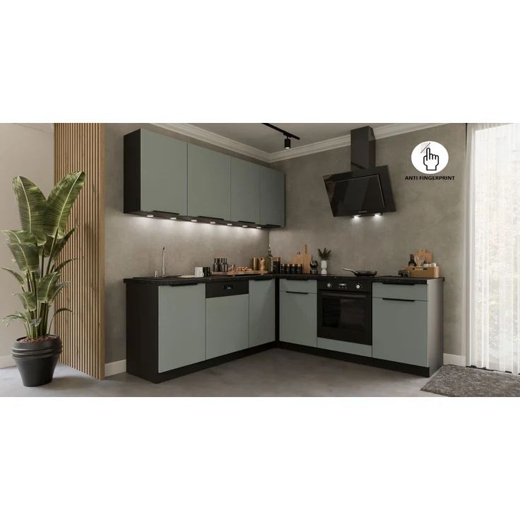Winkelküche ARIA K-BL ECKE 1 - 215 x 220 + 120 cm Anti Fingerprint Küchenzeile Küchenblock Singleküche Einbauküche Küche Eckküche – Bild 3