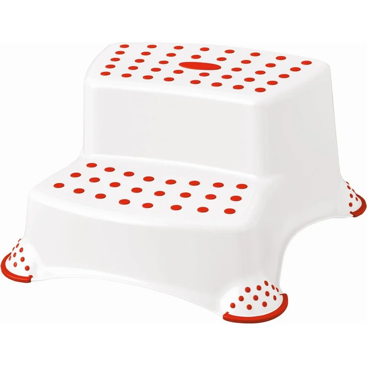 keeeper Tritthocker Kinder Hocker zweistufig weiß / rot Trittschemel – Bild 1
