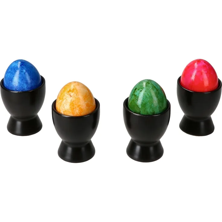 MamboCat Eierbecher 4x Nero Eierbecher schwarz Steingut Frühstück Brunch Buffet