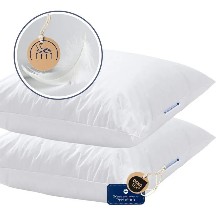 Nordic Coast Company Federkissen 40x40 cm - Babykissen & Kinderkopfkissen, Daunenkissen, Füllung: 15% feine Landdaunen Klasse 1, 85% feine deutsche Entenfedern, Bezug: Baumwolle, Made in Germany - himmlischer Schlafkomfort - Allergiker geeignet