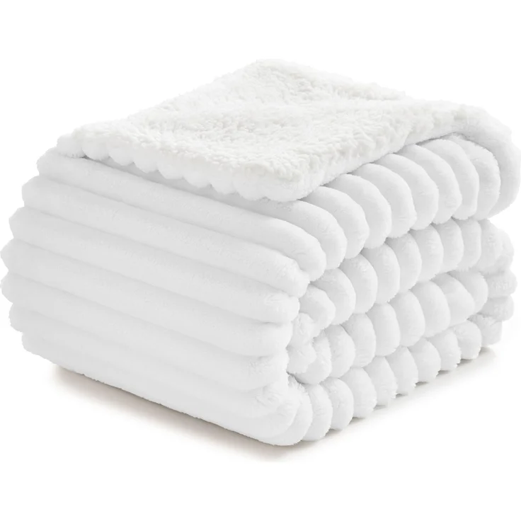 BEDELITE warme Decke Sherpa Kuscheldecke Flauschig Weiß 150x200 | dicke Deko Fleecedecke, Cord Überwurf für Wohnzimmer und Schlafzimmer, weiche Wohndecke, Tagesdecke, das ideale Geschenk