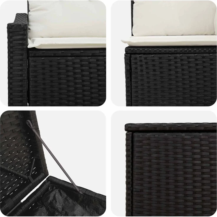 vidaXL Sofa Set 5 stk. Schwarz und Cremeweiß Polyrattan und Stahl 3447812 – Bild 7