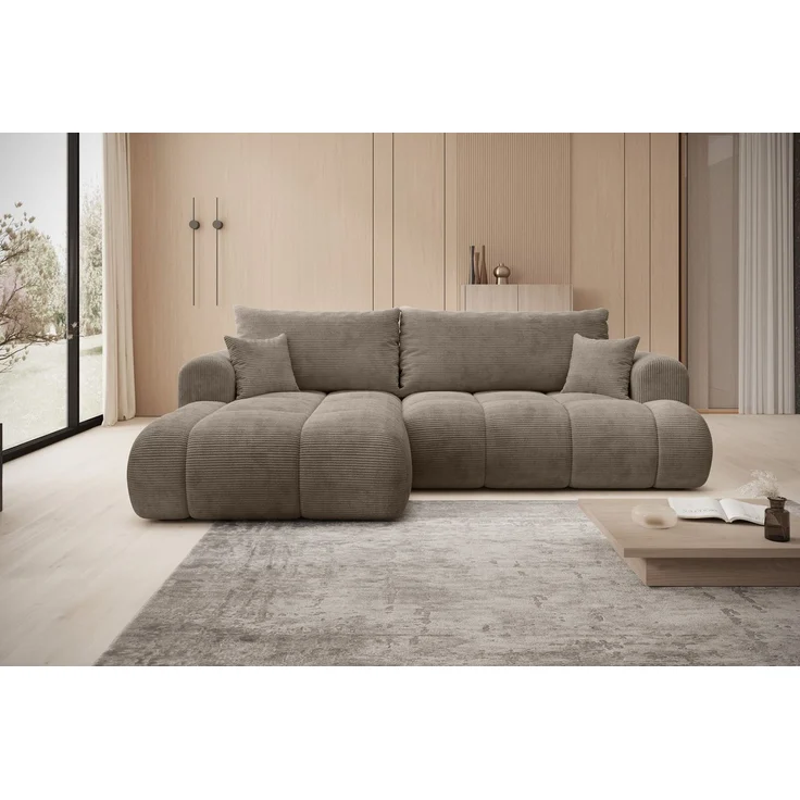 thematys Ecksofa TREVIO 260 x 165 cm, mit Schlaffunktion, mit Bettkasten, Dunkel Beige (Poso 03), Ausrichtung links – Bild 3