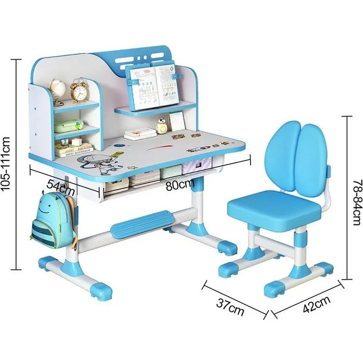 Rutaqian Kinderschreibtisch Kinderschreibtischstuhl Set für Kinder,Höheverstellbar 105 und 111 cm (Kinder-Schreibtisch- und Stuhl-Set, 1-St, 1 x Kinderschreibtisch, 1 x Kinderstuhl), Schreibtisch mit Stuhl, Bücherständer und Schublade für Jungs Mädchen