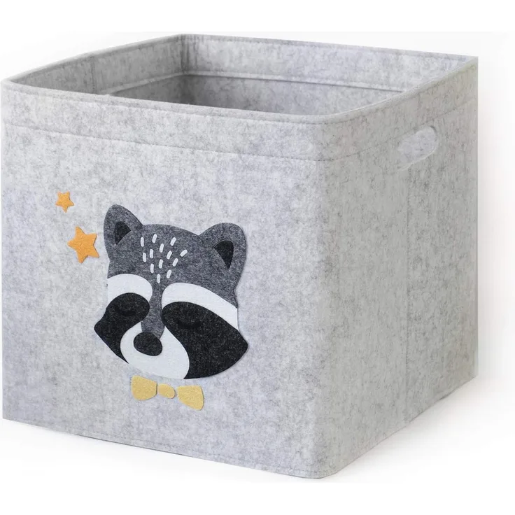 Lucky Sign - Aufbewahrungsbox Kinder faltbar Spielzeugkiste aus Filz Aufbewahrungskorb Wickeltisch für Kinderzimmer, 33 x 33 x 30 cm - Waschbärchen