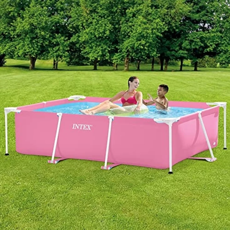 Intex 28266NP - Rechteckiger Aufstellpool mit Rahmen, 1662 L, Stahl und PVC, Rosa, 220 x 150 x 60 cm – Bild 2