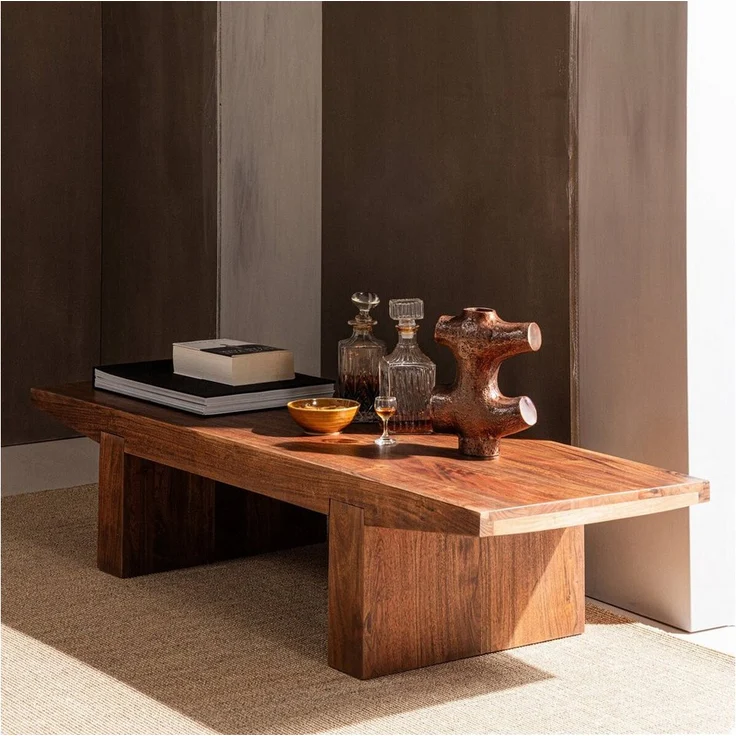 WOOOD Couchtisch Eron - Akazienholz Braun, 152 x 48 cm, großzügige Tischfläche mit natürlicher Ausstrahlung
