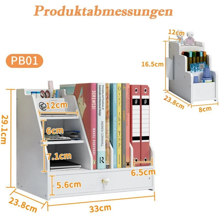 TUWENA Aufbewahrungsdose Schreibtisch Organizer mit Stifthalter & Schublade,Schreibtischaufsatz, Mehrzweck-Dokumentenablage,Aufbewahrungsregal,für Zuhause, Büro, Schul – Bild 2