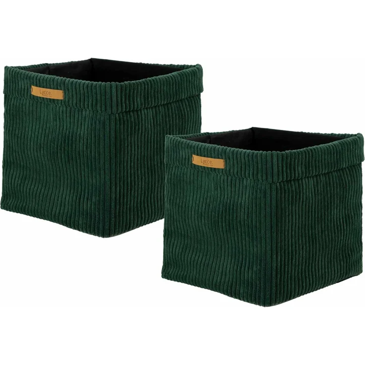 Lycce faltbare Aufbewahrungsbox, 2er Set - Cord, passend für Kallax Regal, abnehmbarer Bezug, robust, formstabil Grün 31x33x33cm – Bild 1
