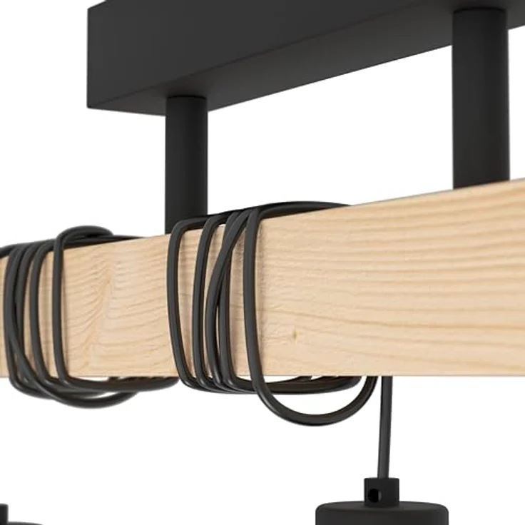 Eglo Pendelleuchte Townshend 5, Deckenleuchte aus Holz und Metall, schwarz-braun, 55 x 20 x 36 cm, E27 Fassung, dimmbar – Bild 3