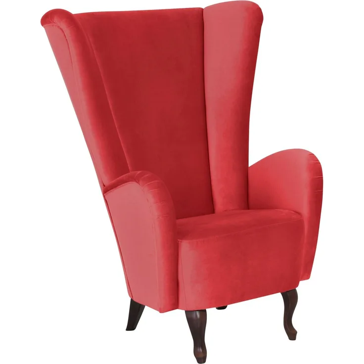 Hochlehnsessel Kailey Bezug Samtvelours Buche nussbaum dunkel / rot 21187