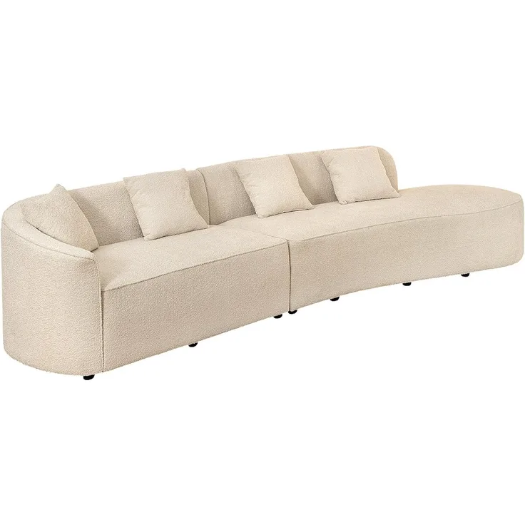 riess-ambiente Big-Sofa ATELIER L 330cm beige Bouclé - inkl. Kissen, Schaumstoff-Polsterung, Einzelartikel 1 Teile, abgerundete XXL-Couch mit Polsterung & Kissen - ideal für Wohnzimmer
