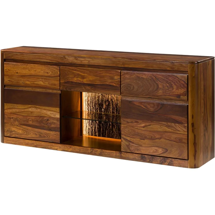 Sideboard Sheesham 185 x 40 x 80 walnuss gewachst TORONTO LUX #202
