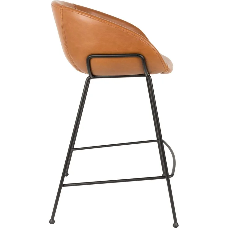 Zuiver Barhocker Feston im 2er-Set, Braun aus 100% Kunstleder mit schwarzem Stahlgestell, Sitzhöhe 65 cm, belastbar bis 100 kg – Bild 3
