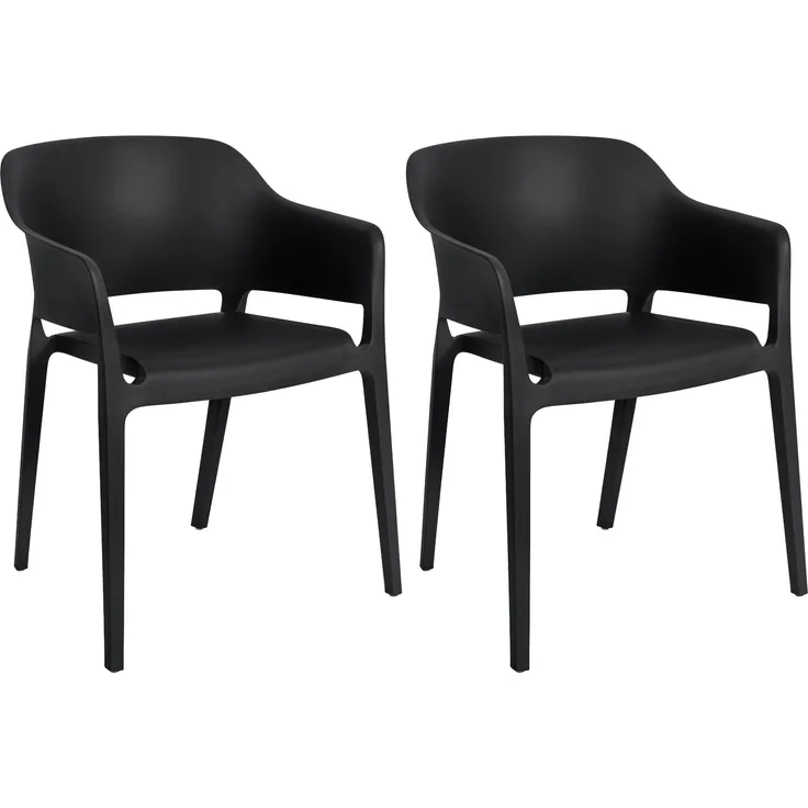 CLP 2er Set Stapelstuhl Puebla aus Kunststoff wetterbeständig,schwarz