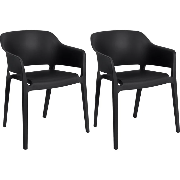 CLP 2er Set Stapelstuhl Puebla aus Kunststoff wetterbeständig,schwarz