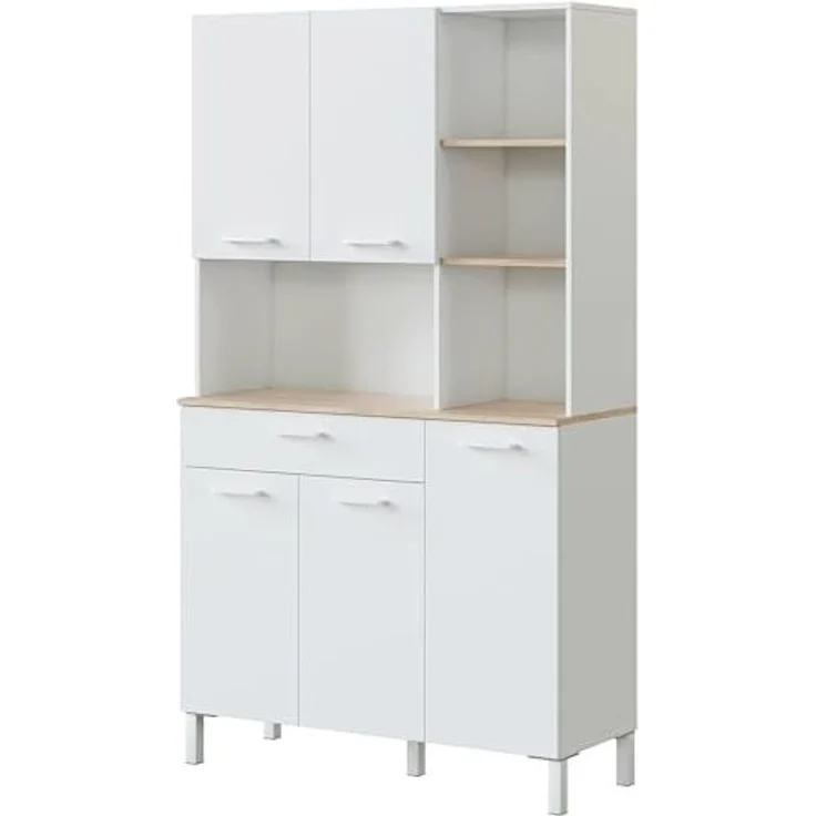CaliCosy Highboard mit 5 Türen und 1 Schublade Kira - H186 cm - Weiß – Bild 4