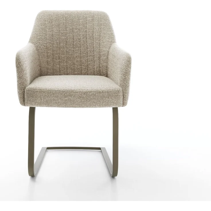 Freischwinger Greg-Flex Webstoff Soft Beige Freischwinger flach Effektfinish Titan Taschenfederkern – Bild 2