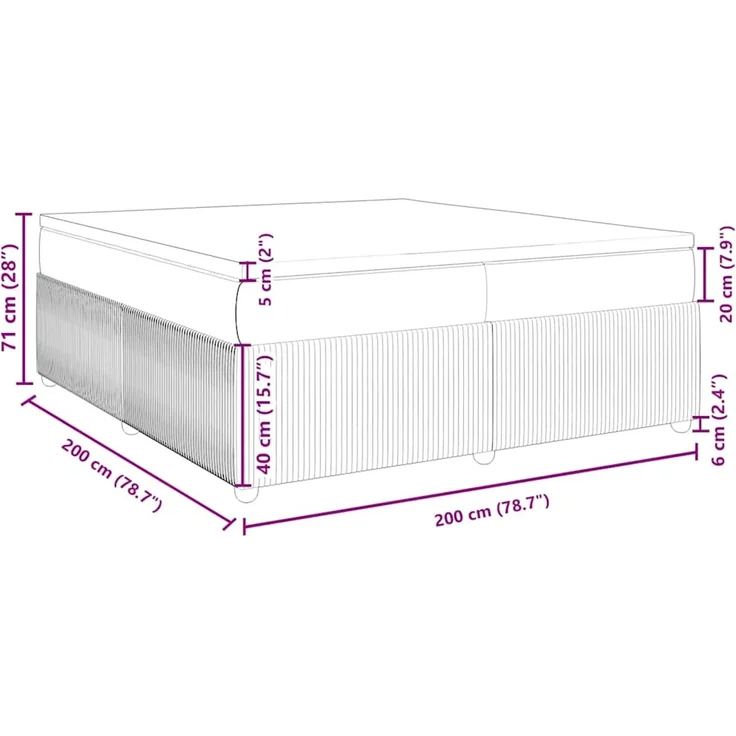 vidaXL Boxspringbett mit Matratze Schwarz 200x200 cm Stoff 3285597 – Bild 12
