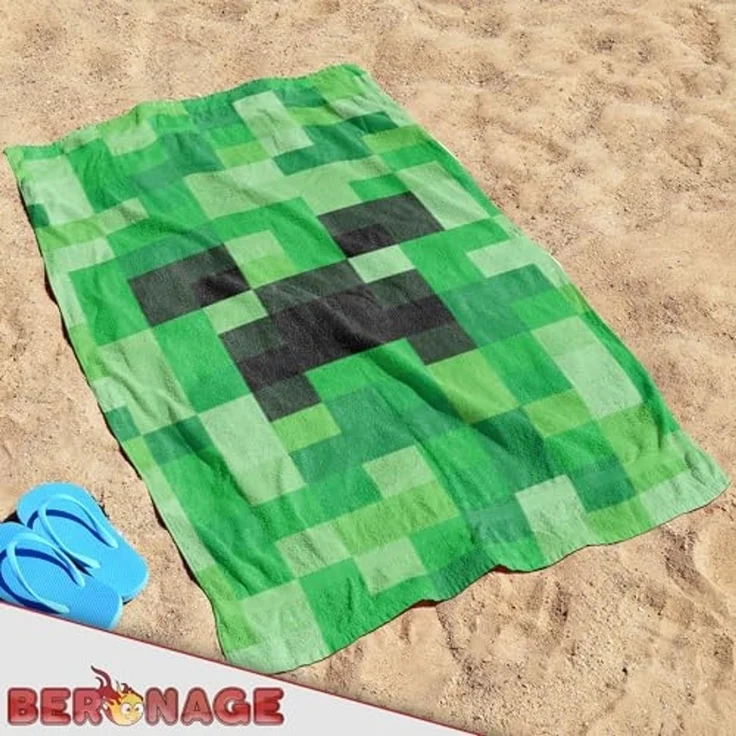 BERONAGE Strandtuch Minecraft Badetuch Creeper 75x150 cm, (1-St), Frottee in Velours-Qualität – Bild 7