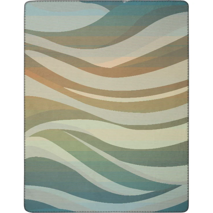Biederlack Wohndecke Kuscheldecke 150x200 Nordic Flow Wellen petrol sand 832771 – Bild 1