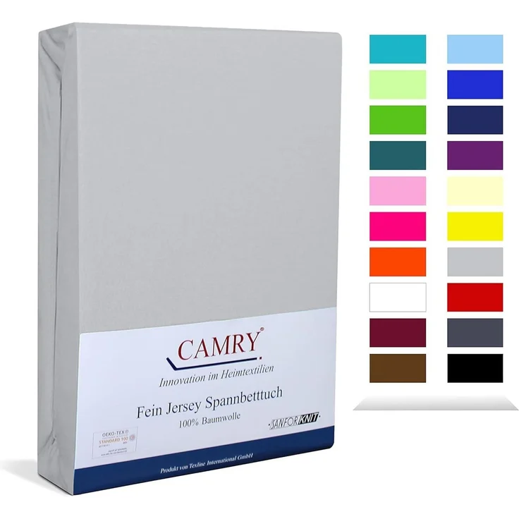Camry Spannbettlaken CLASSIC, Jersey Baumwolle, Gummizug: rundum, viele Farben, alle Matratzenhöhen, Bettlaken, Spannbetttuch – Bild 1