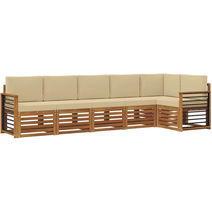 vidaXL Outdoor-Sofagarnitur 6 stk. 6-Sitzer Natur und Beige 3374903 – Bild 2