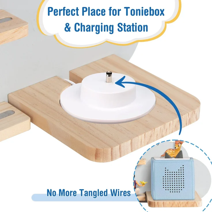 Todeco Tonie-Regal für Toniebox Hörfiguren, Magnetische Aufbewahrung für 20-25 Tonie, Perfekte Tonie Aufbewahrung im Kinderzimmer für Mädchen & Jungen, Graue Wolke und Stern – Bild 5