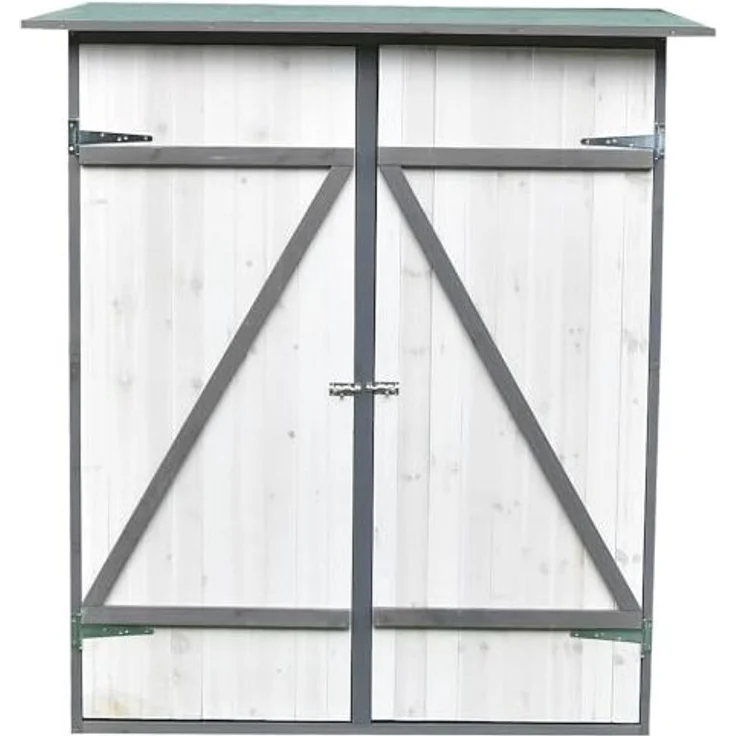 XXL Geräteschuppen Weiß/Grau Gerätehaus Holz Geräteschrank Gartenschrank – Bild 4