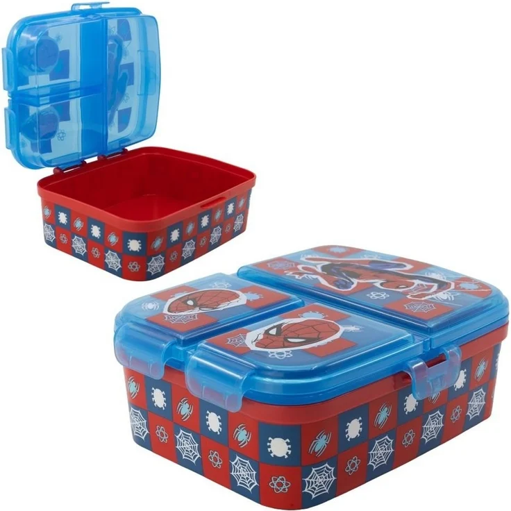 Lunchbox für Kinder mit 4 Fächern aus Kunststoff verschiedene Motive Spider-Man – Bild 5