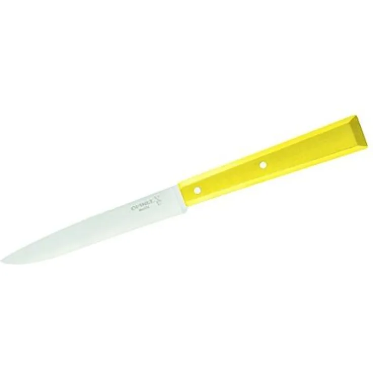 Opinel 254409 Bon Appetit Celeste Tafelmesser, gelber Griff Sandvik Stahl 12C27-rostfrei-gelber Buchenholzgriff, mehrfarbig