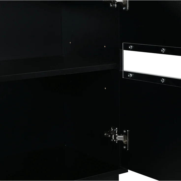Sideboard 140 x 35 x 70 cm in Schwarz mit 4 Türen, verstellbaren Einlegeböden und LED-Beleuchtung – Bild 8