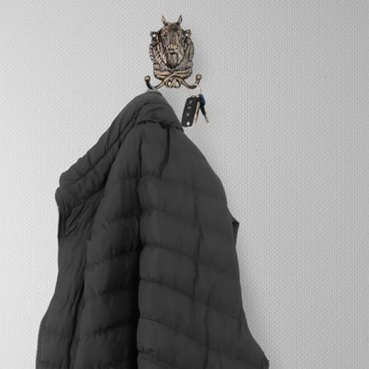 Rustikaler Wandhaken Kleiderhaken Pferdekopf Antik-Look - Haken aus massivem Material für Jacken, Handtücher & Schlüssel - Maße: 16 x 11,5 x 8 cm - Dekorativer Garderobenhaken – Bild 2