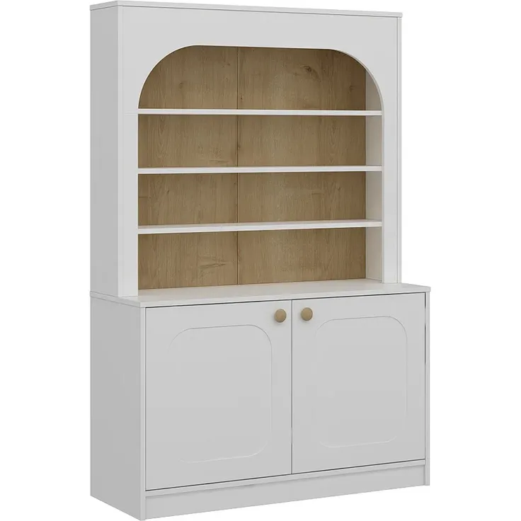 Vente-unique - ANZILA Küchenmöbel Holz, Platte BeigeWeiß - B 45 cm x H 180 cm x L 120 cm – Bild 3