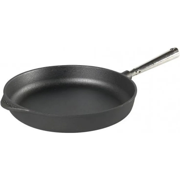 Servier- und Bratpfanne 28 cm aus Gusseisen 0005 mit Edelstahlgriff, hoher Rand von SKEPPSHULT