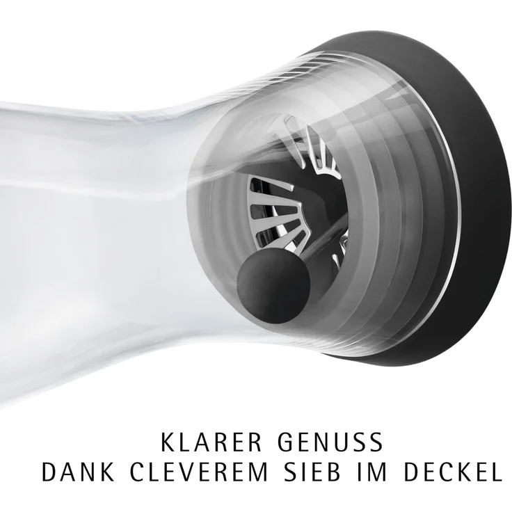 WMF Wasserkaraffe Basic, (Silikondeckel mit Closeup-Verschluss, 2-tlg, 1x Karaffe Glas mit Deckel, 1x Reinigungsbürste), (V 1,0l, Höhe 30,2 cm, Ø 8,8 6,0 9,5 cm) – Bild 5