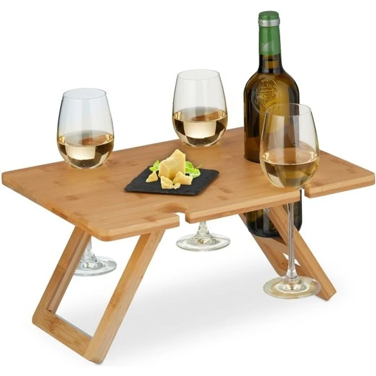 Eckiger Picknick Weintisch aus Bambus – Bild 1