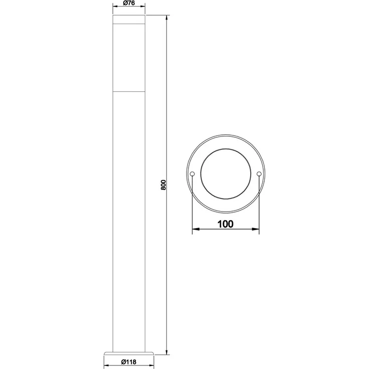 2er Set moderne LED Pollerleuchten aus Edelstahl in Schwarz, Höhe 80cm – Bild 7
