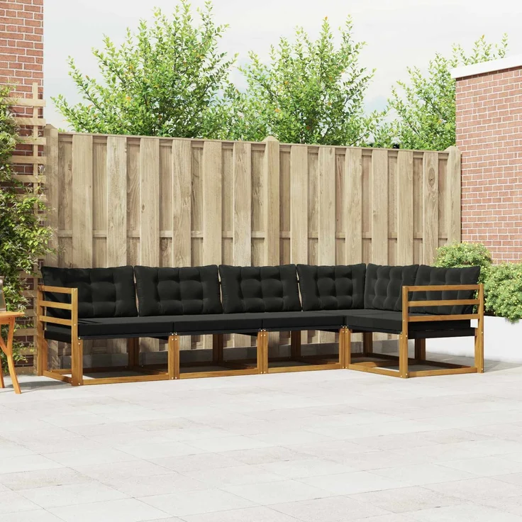 vidaXL Outdoor-Sofagarnitur 5 stk. 5-Sitzer Natur und Schwarz 3369447 – Bild 1