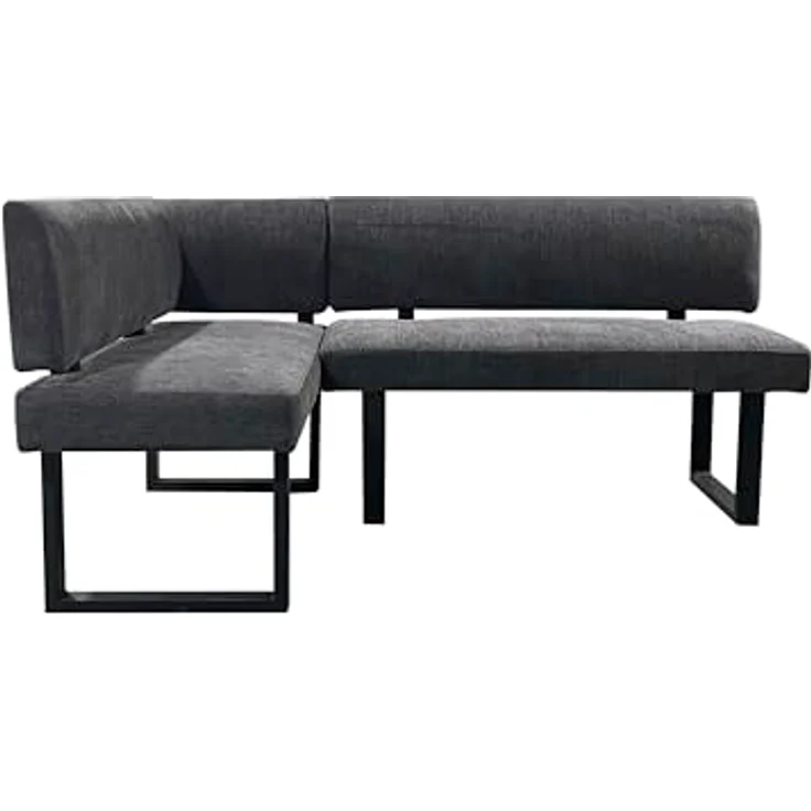 byLIVING Eckbank Vancouver/Webstoff anthrazit/Metall Gestell schwarz pulverbeschichtet/Taschenfederkern/Langer Schenkel rechts/Küchenbank/Sitzbank/ 125x181,5, H 86 cm – Bild 8