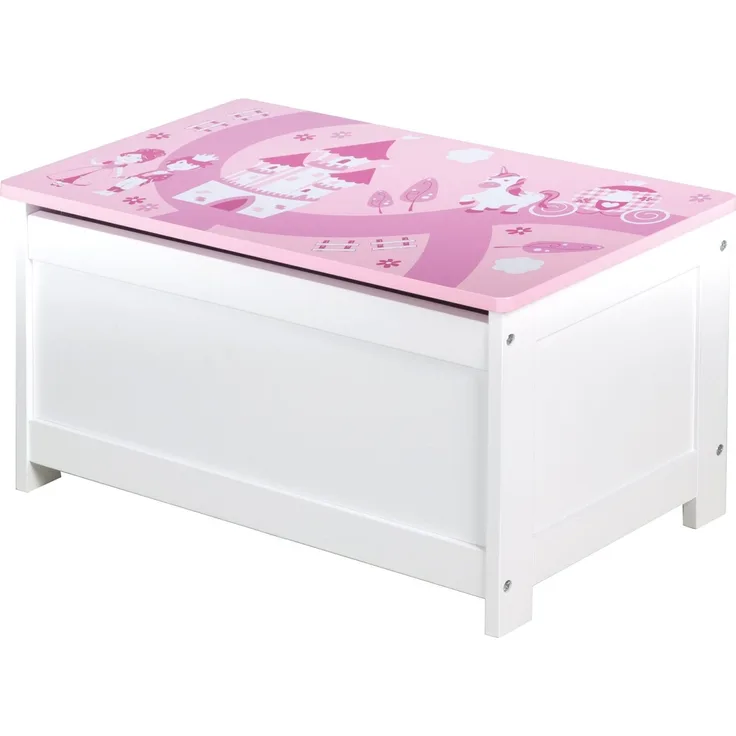 roba Spielzeugtruhe 'Krone' - Sitz- & Aufbewahrungstruhe für Kinderzimmer - Truhenbank - Rosa / Pink