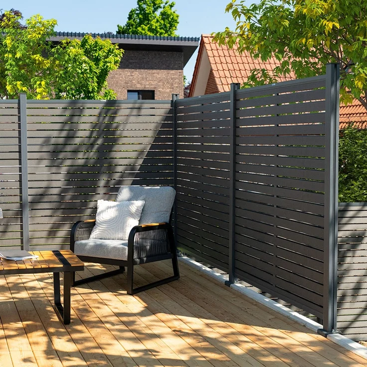 Home Deluxe WPC Sichtschutzzaun ALIRA - Dunkelgrau, WPC, 180 x185 x7 cm – Bild 1