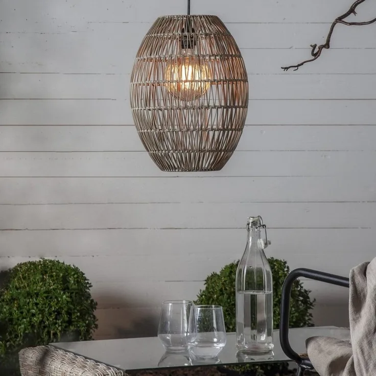 Outdoor Lampenschirm ,Linde' in Rattan-Optik, natur, 40cm