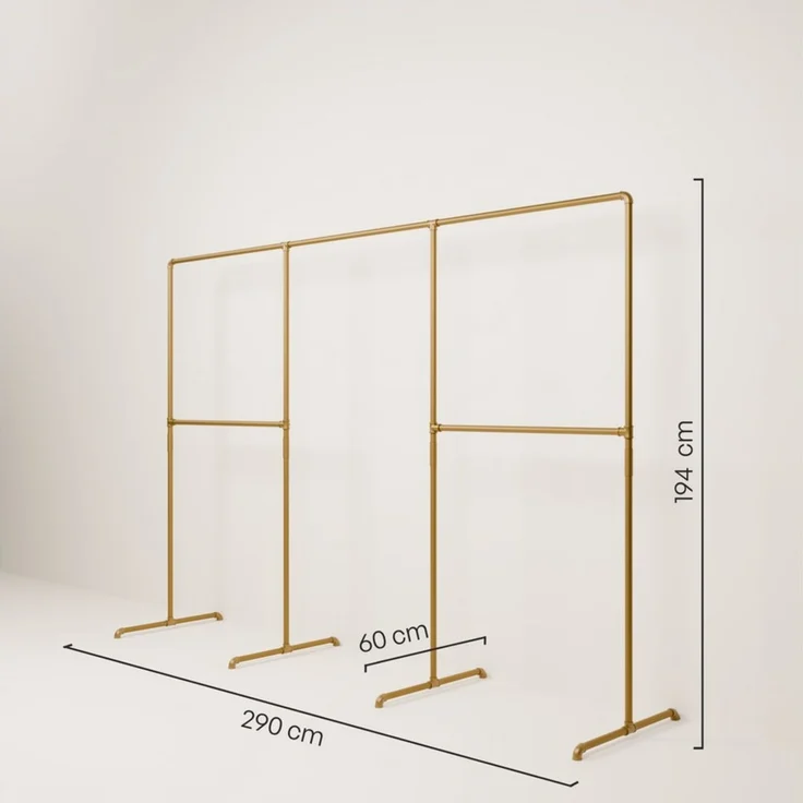 pamo. design Kleiderständer Kleiderständer LAS gold - freistehende Garderobe, kratzfeste & platzsparende Kleiderstange, stabil, einfache Montage – Bild 2