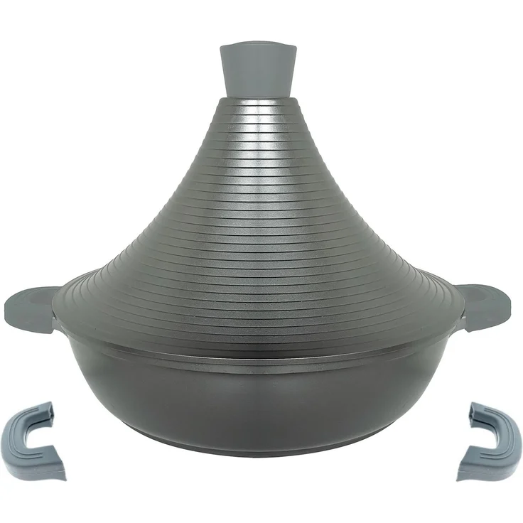 Aluguss Tajine Tagine Ø28cm Induktion Silikongriffe Gartopf Dampfgarer Bräte Grau – Bild 1
