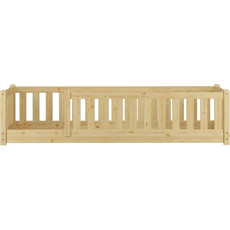Kinderbett, Bodenbett mit dreiseitiger Sicherung 80x180 Kiefer natur lackiert V-60.77-08-180Rollrost inkl. – Bild 4