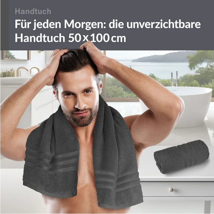 Lashuma Handtuch Set London Premium, Frottee (Set, 2-St), 50x100 cm, 100% Baumwolle, Made in Portugal – Bild 2