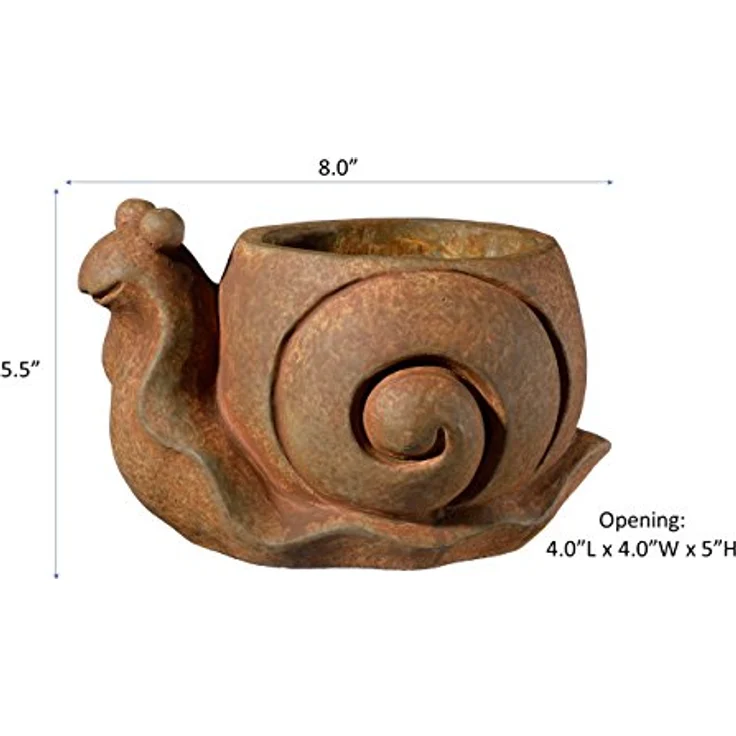 Classic Home and Garden Cement Buddies Pflanzgefäß lächelnde Schnecke, für Innen- und Außenbereich, mit Ablaufloch, Rostbraun, groß, ca. 20,5 cm – Bild 5