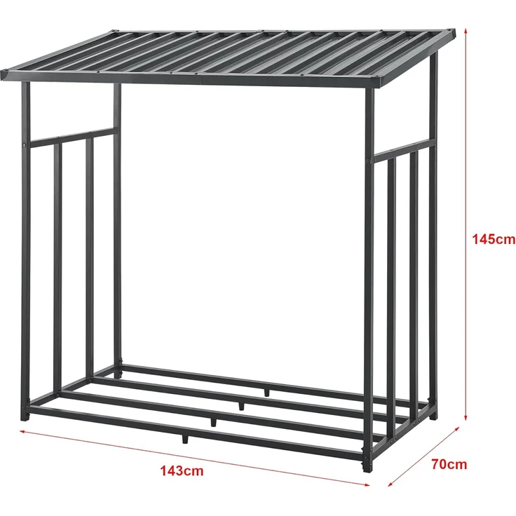 Brennholzregal Yakutat Schwarz 145x143x70 cm [casa. pro] – Bild 4